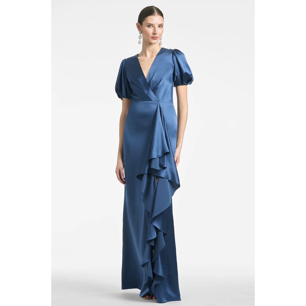 Sachin & Babi Mila Gown Indigo Satin Crepe Size‎ 0 NWT